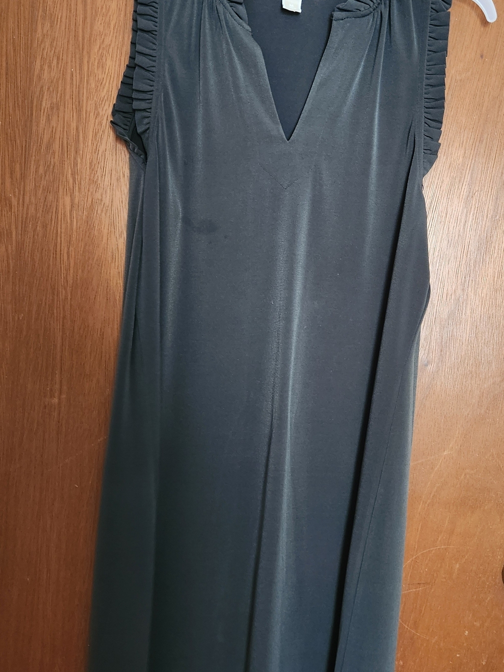 Michael Kors Sleeveless V-Neck Black Maxi Dress with Ruffle Trim